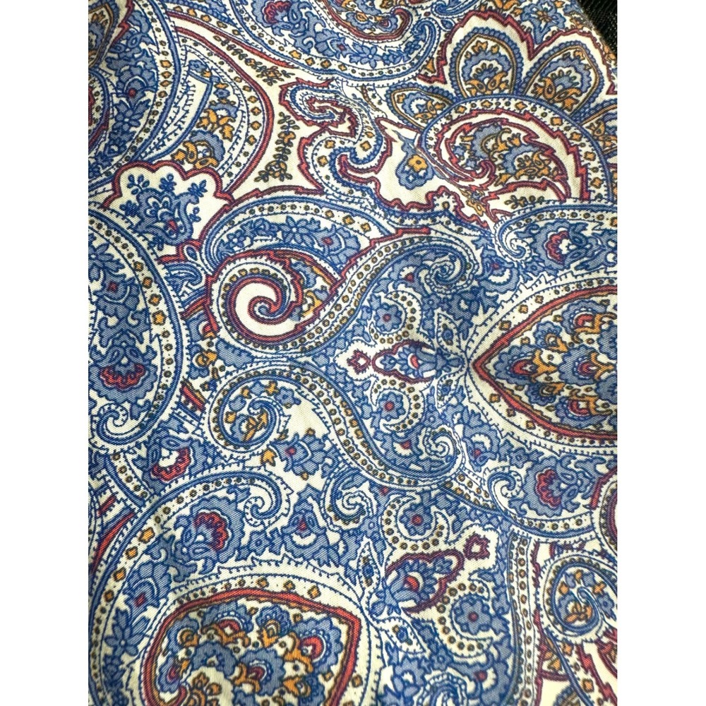 Alan Flusser Mens XL Paisley Button Up Shirt 100% Cotton Blue Boho Preppy Resort